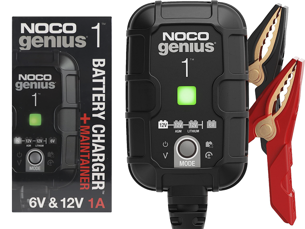 CHARGEUR DE BATTERIE | MAINTIEN DE CHARGE | DÉSULFASER | POUR BATTERIES DE MOTO | 1A | 6V et 12V | NOCO GENIUS1 | GESTION AVANCÉE DE LA TEMPÉRATURE