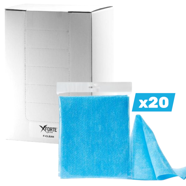 20 PAÑOS 40X50CM | MICROFIBRA ANTI-RAYAS | 2 EN 1 | PARA COCHES Y MOTOS | F-CLEAN AZUL EXTRA FUERTE