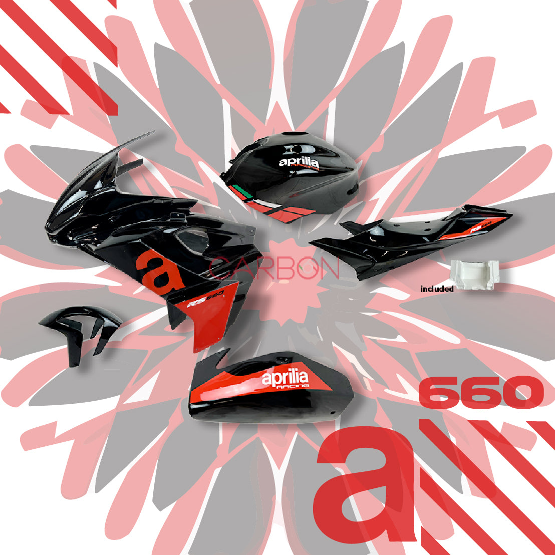 KIT CARENA COMPLETA RACING SIXFIBER APRILIA RS 660 VERNICIATA REPLICA RACING BLACK