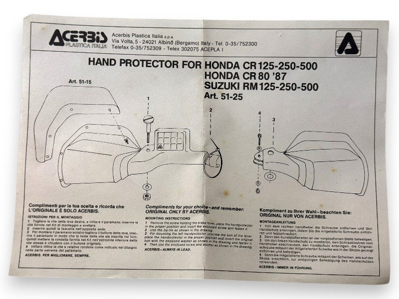 Coppia Paramani Acerbis Grigi Honda CR 125 250 500 Suzuki RM 125 250 500