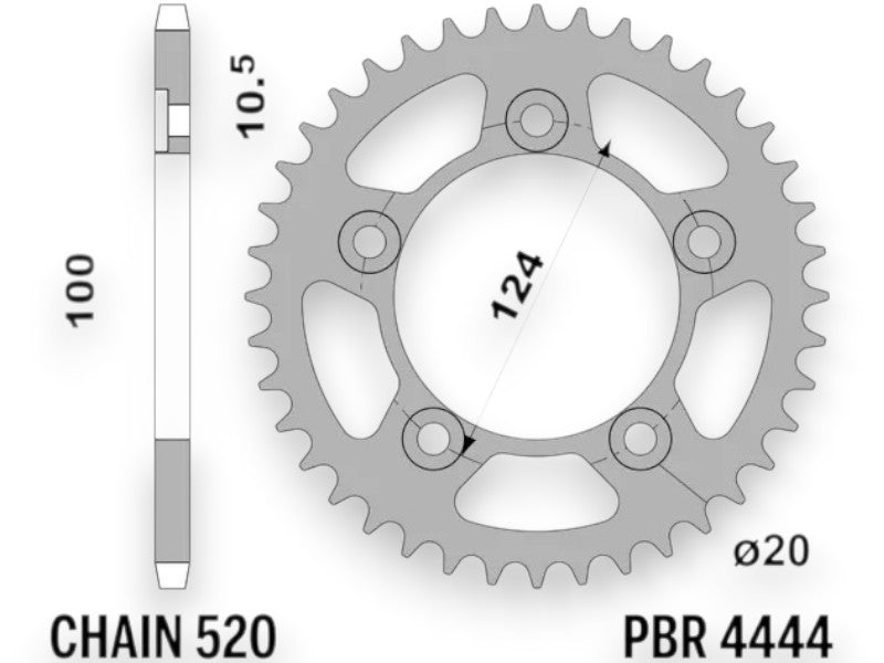 Corona trasmissione PBR 520 46 denti acciaio Ducati