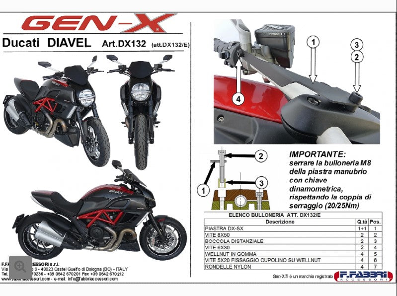 PARE-BRISE AVANT EN PLEXIGLAS F. FABBRI POUR DUCATI DIAVEL (2011/2015)