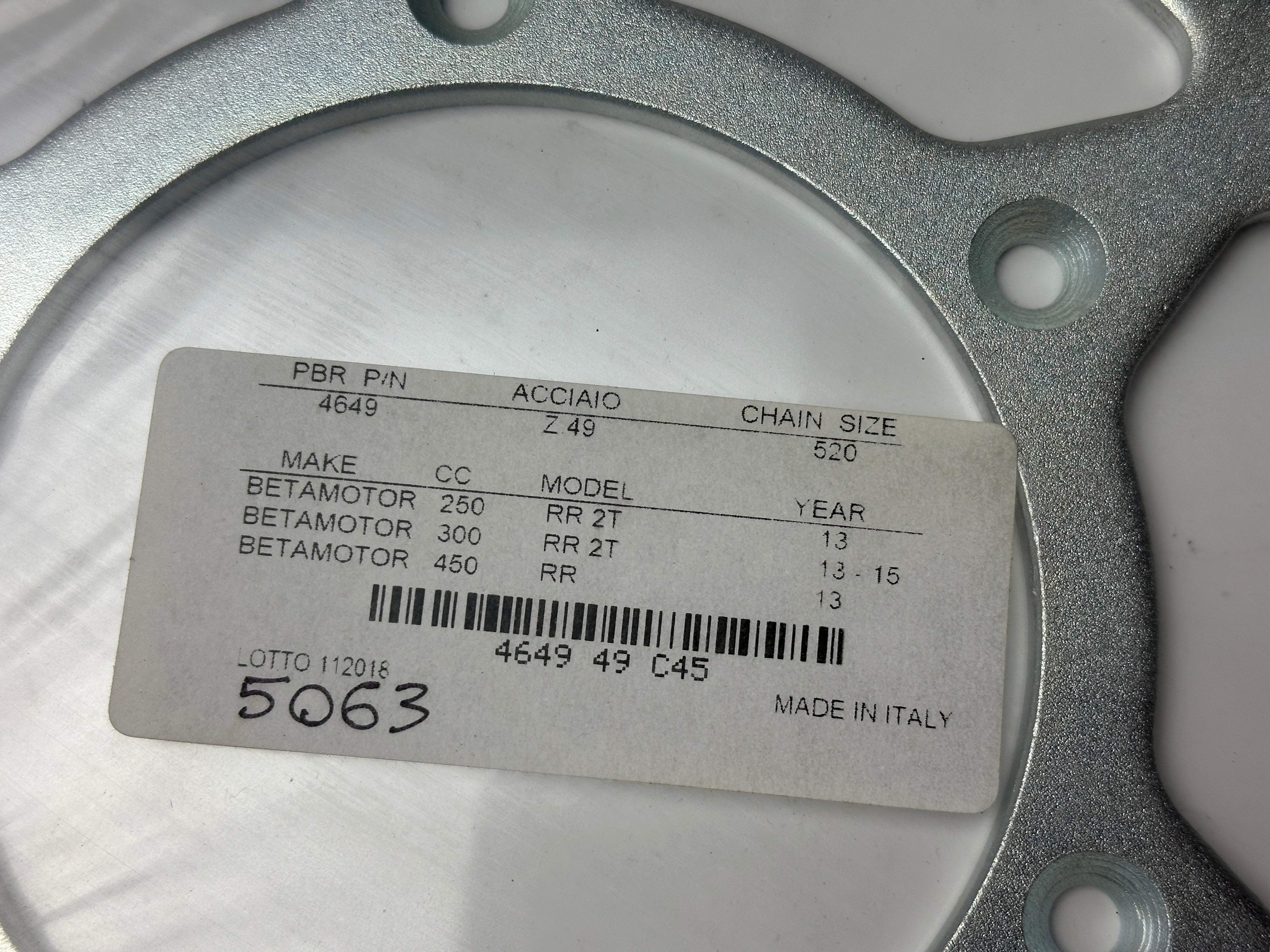 Plateau Betamotor 49 dents en acier | PBR 4649 520