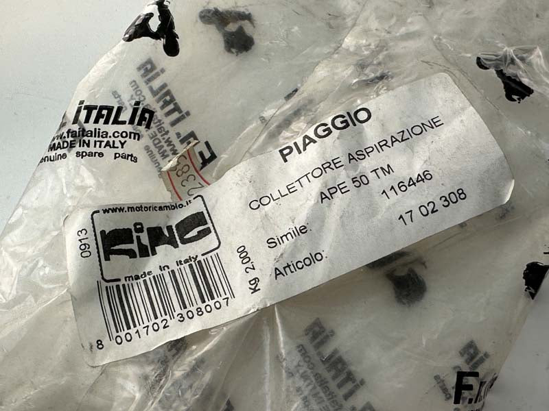 Intake manifold as OEM Piaggio Ape 50 TM | 17 02 308 | 116446