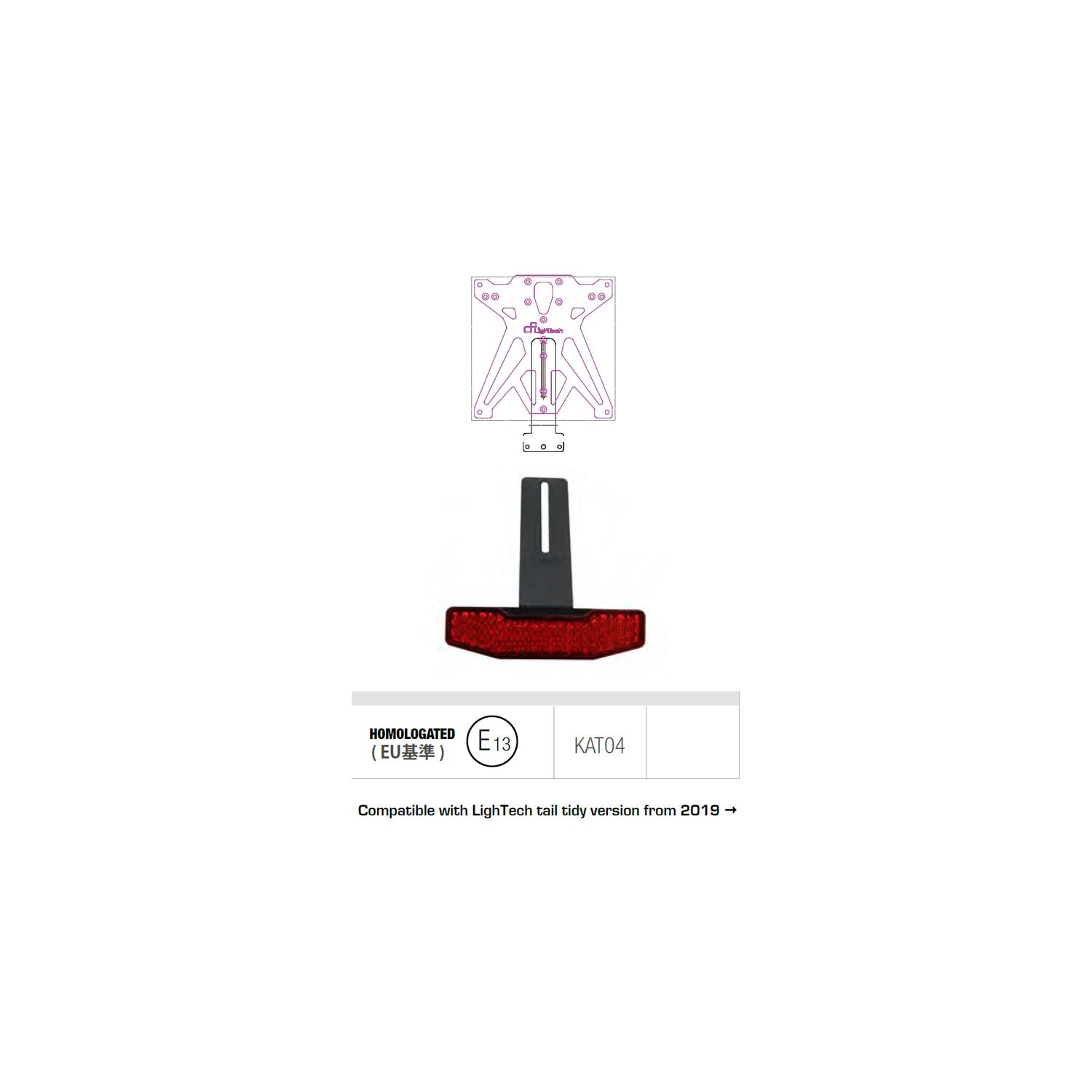 Catadriotto Con Supporto Specifico Per Portatarga Lightech Dal 2018 (Omologazione E13)