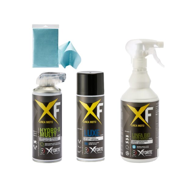 KIT PER PULIZIA MOTO MOTARD MOTOCROSS LAVAGGIO CON RISCIACQUO | X FORTE