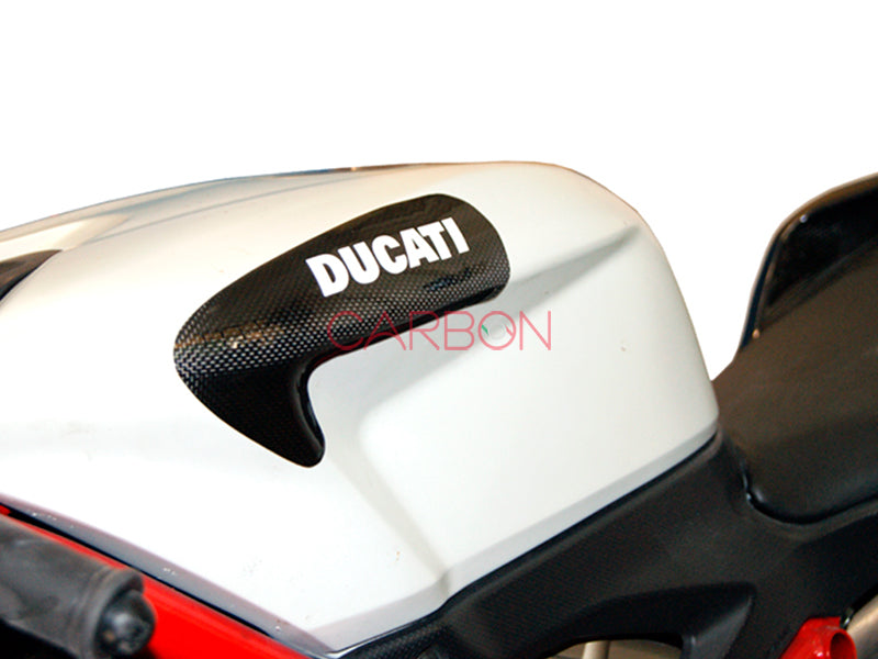 PAIRE DE COUVERTURES D'ANGLE PROTECTION D'ANGLE DE RÉSERVOIR AUTOCLAVE CARBONE DUCATI SBK 848 1098 1198