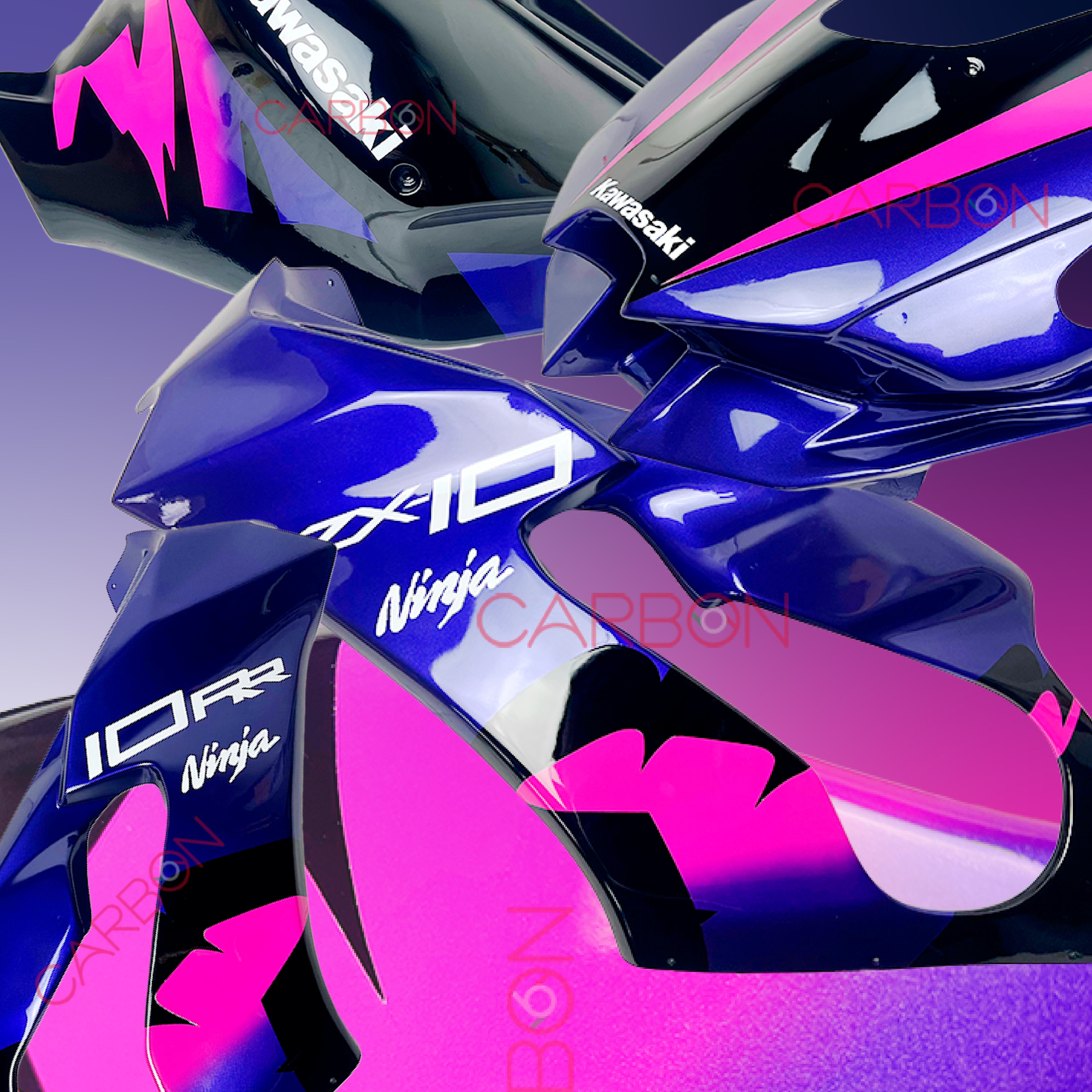 KIT DE HAYON COMPLET SIXFIBER RACING RÉPLIQUE PEINTE ÉDITION ANNIVERSAIRE VIOLET VIOLA WORLD ENDURANCE KAWASAKI ZX-10 R 2021-25