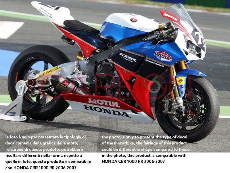 KIT CARÉNAGE COMPLET PEINT RACING REPLICA TT LEGEND FIBRE DE VERRE CBR 1000 RR 2006-07