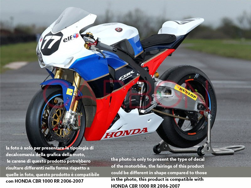 KIT CARÉNAGE COMPLET PEINT RACING REPLICA TT LEGEND FIBRE DE VERRE CBR 1000 RR 2006-07
