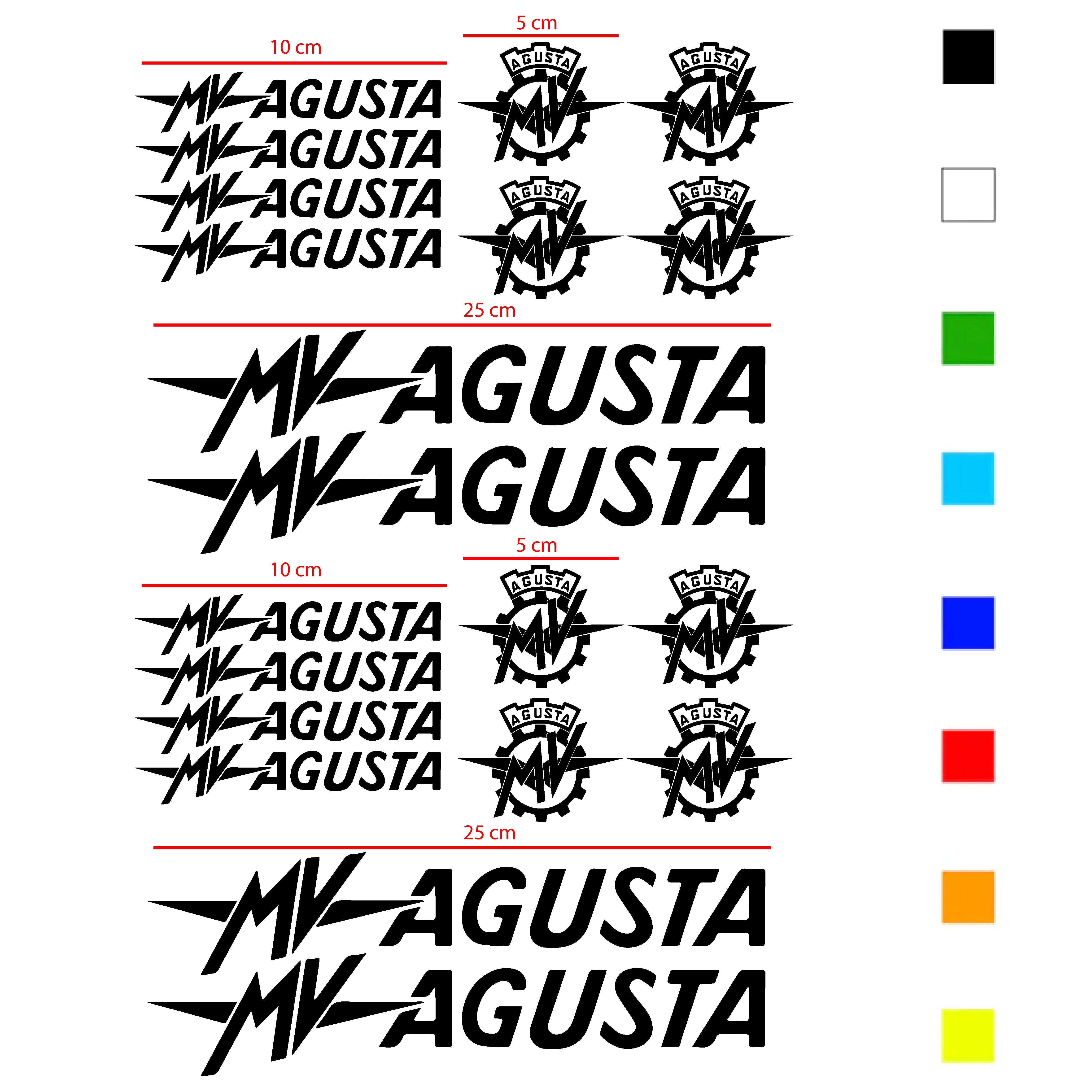 KIT ADESIVI 20 PEZZI MONOCOLORE STICKER SCRITTA LOGO MARCHIO MV AGUSTA