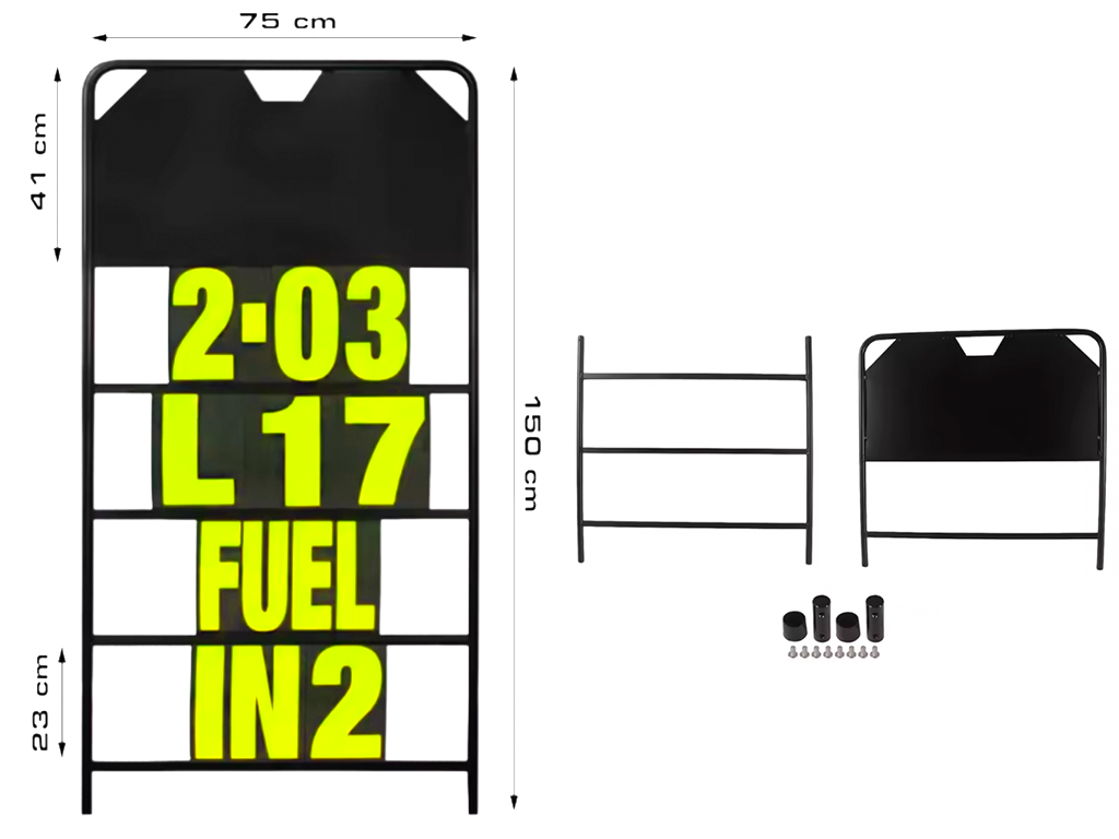 PITBOARD | KIT TABELLA PORTANUMERO | ALLUMINIO NERO OPACO | INCLUDE 37 NUMERI, CUSTODIA E BORSA TRASPORTO