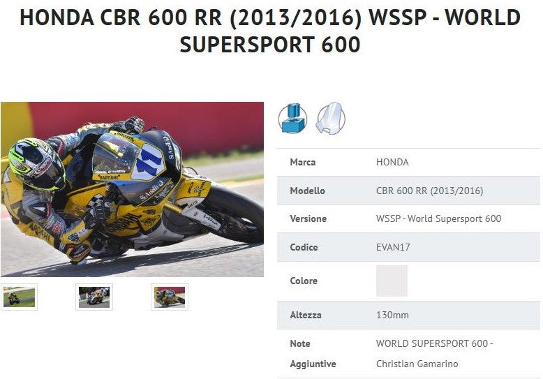 PLEXIGLASS WINDSHIELD WSSP - WORLD SUPERSPORT 600 TRANSPARENT F.FABBRI HONDA CBR 600 RR 2013-16