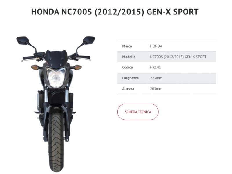 PARABRISAS DELANTERO DE PLEXIGLÁS F.FABBRI PARA HONDA NC700S (2012/2015) GEN-X SPORT