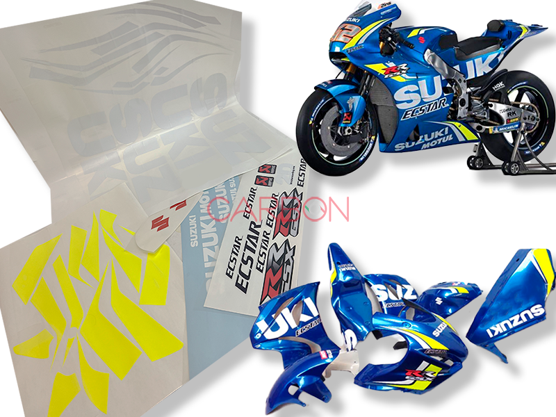 KIT AUTOCOLLANTS RÉPLIQUE SUZUKI ECSTAR MOTUL MOTOGP 2018 - POUR GSX-RR 1000 2017 - 2023 - AUTOCOLLANT ÉCRITURE LOGO GRAPHICS DE MARQUE