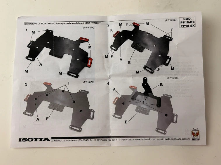 Portapacco Destro Isotta PP18-DX per Valigia Laterale BMW Vario – Compatibile F750GS, F850GS, R1200GS LC, R1250GS