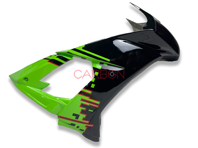 KIT CARENA COMPLETA RACING IN AVIOFIBRA VERNICIATA GRAFICA UFFICIALE 666CARBON VERDE PER KAWASAKI ZX-10 R 2008-2010