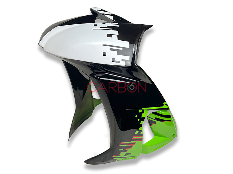 KIT COMPLET DE CARÉNAGE RACING EN AVIOFIBER PEINT GRAPHICS OFFICIELS 666 VERT CARBONE POUR KAWASAKI ZX-10 R 2008-2010