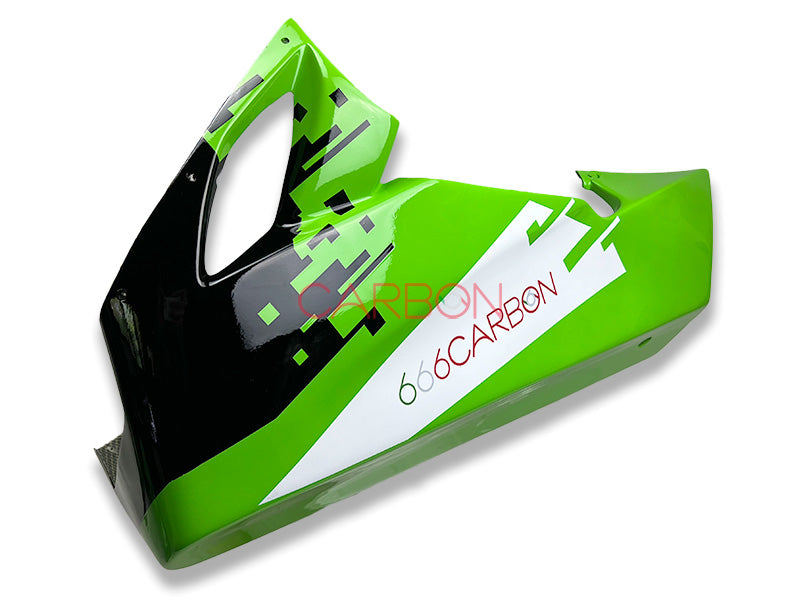 KIT COMPLET DE CARÉNAGE RACING EN AVIOFIBER PEINT GRAPHICS OFFICIELS 666 VERT CARBONE POUR KAWASAKI ZX-10 R 2008-2010