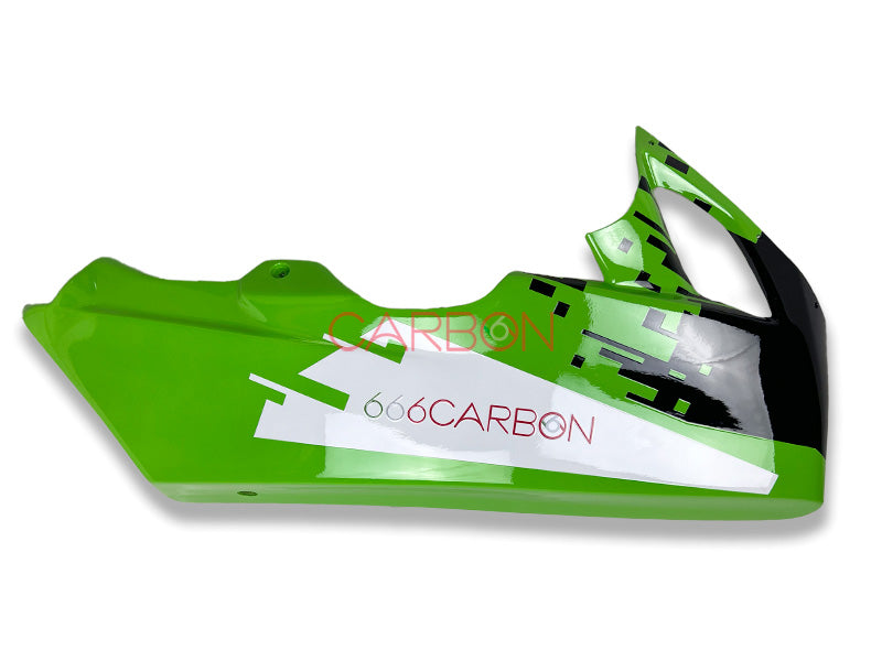 KIT CARENA COMPLETA RACING IN AVIOFIBRA VERNICIATA GRAFICA UFFICIALE 666CARBON VERDE PER KAWASAKI ZX-10 R 2008-2010