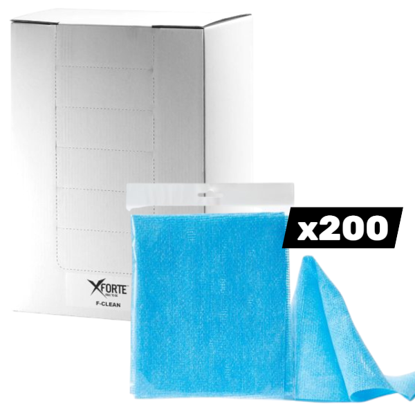 200 PANNI 30X40CM | MICROFIBRA ANTIGRAFFIO | 2 IN 1 | PER AUTO E MOTO | F-CLEAN AZZURRO X FORTE