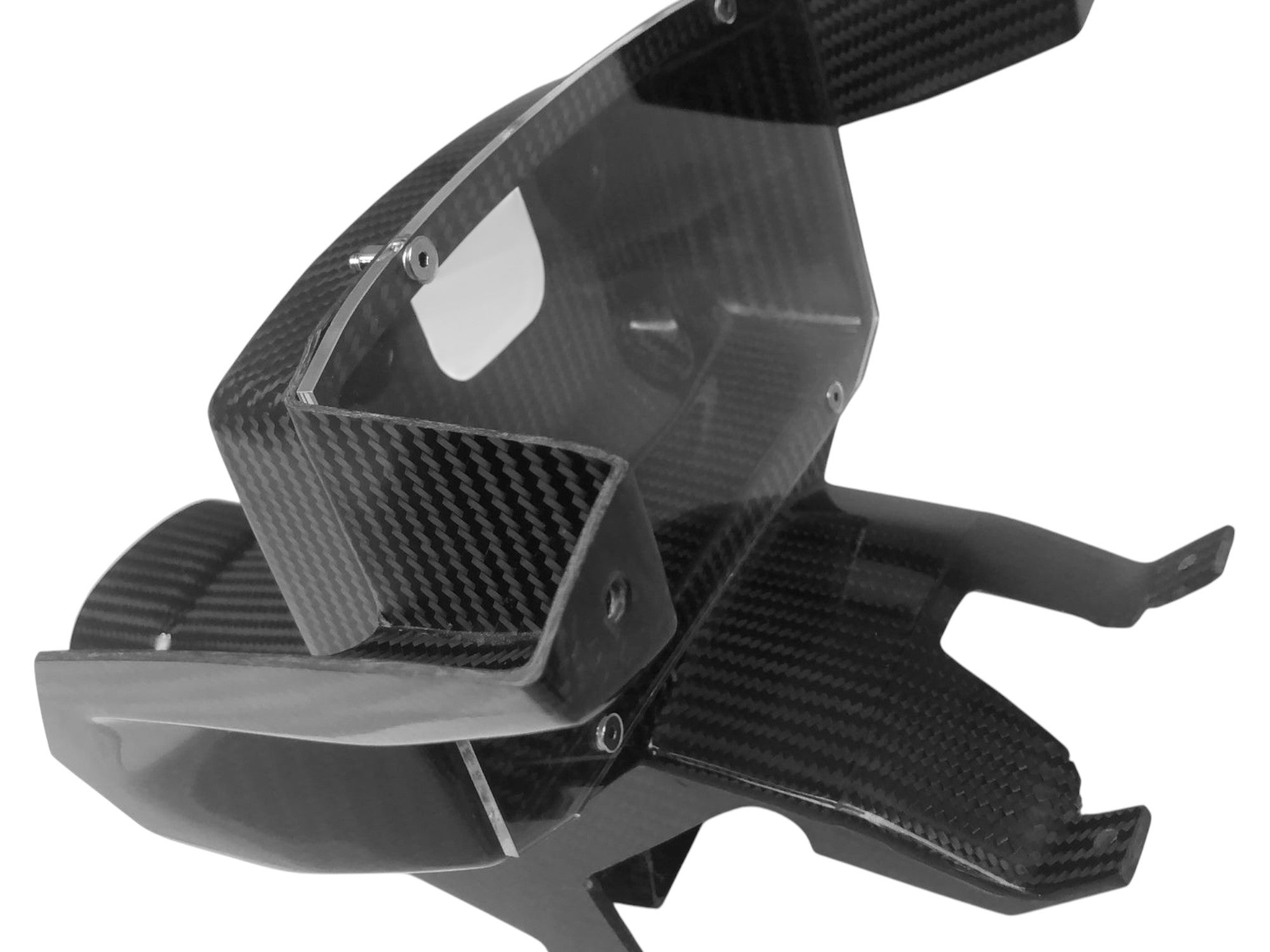 CONDOTTO ARIA + TELAIETTO PORTASTRUMENTI PER STRUMENTAZIONE ORIGINALE | CON COPERTURA PLEXIGLASS PROTETTIVA | IN CARBONIO AUTOCLAVE PER DUCATI PANIGALE V4 / V4S / V4R / Tricolore 2025