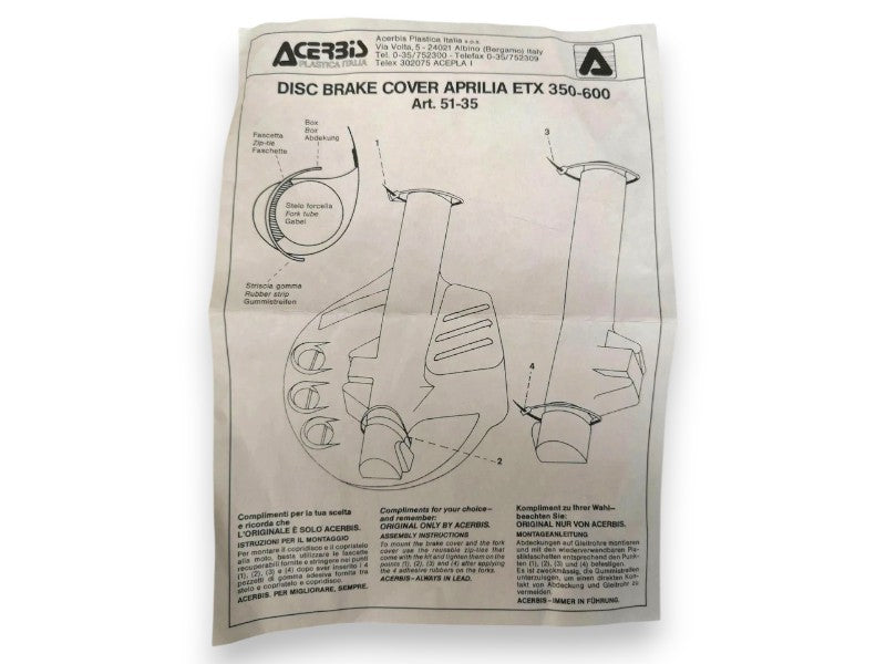 Acerbis Copridisco Anteriore Art. 51-35 Bianco per Aprilia ETX 350 / ETX 600