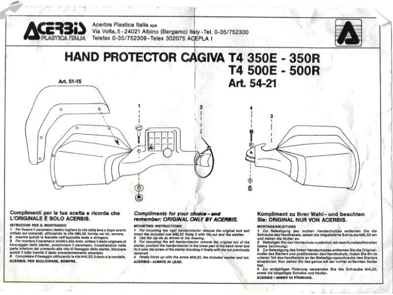 Acerbis Paramani Rossi Art. 54-21 per Cagiva T4 350E – 350R – 500E – 500
