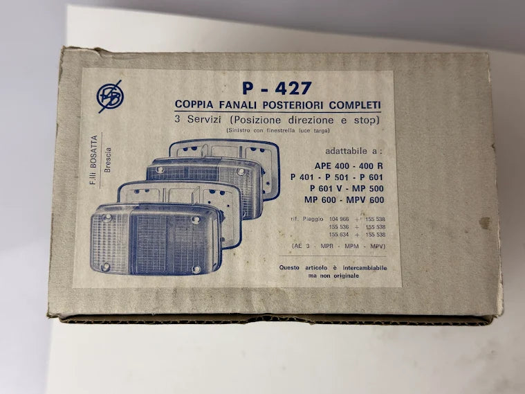 Coppia fanali stop posteriori Bosatta P427 per Piaggio Ape P · MP · MPV · Car