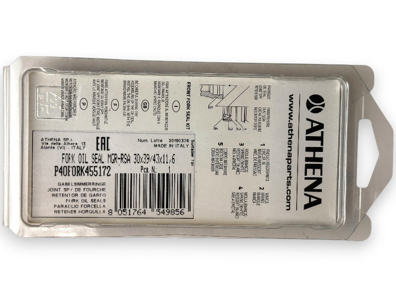 Athena P40FORK455172 – Kit Paraoli Forcella Gilera Runner FX 125 LC 1997–2002 – 30x39 / 43x11 – MGR / RSA – 116683