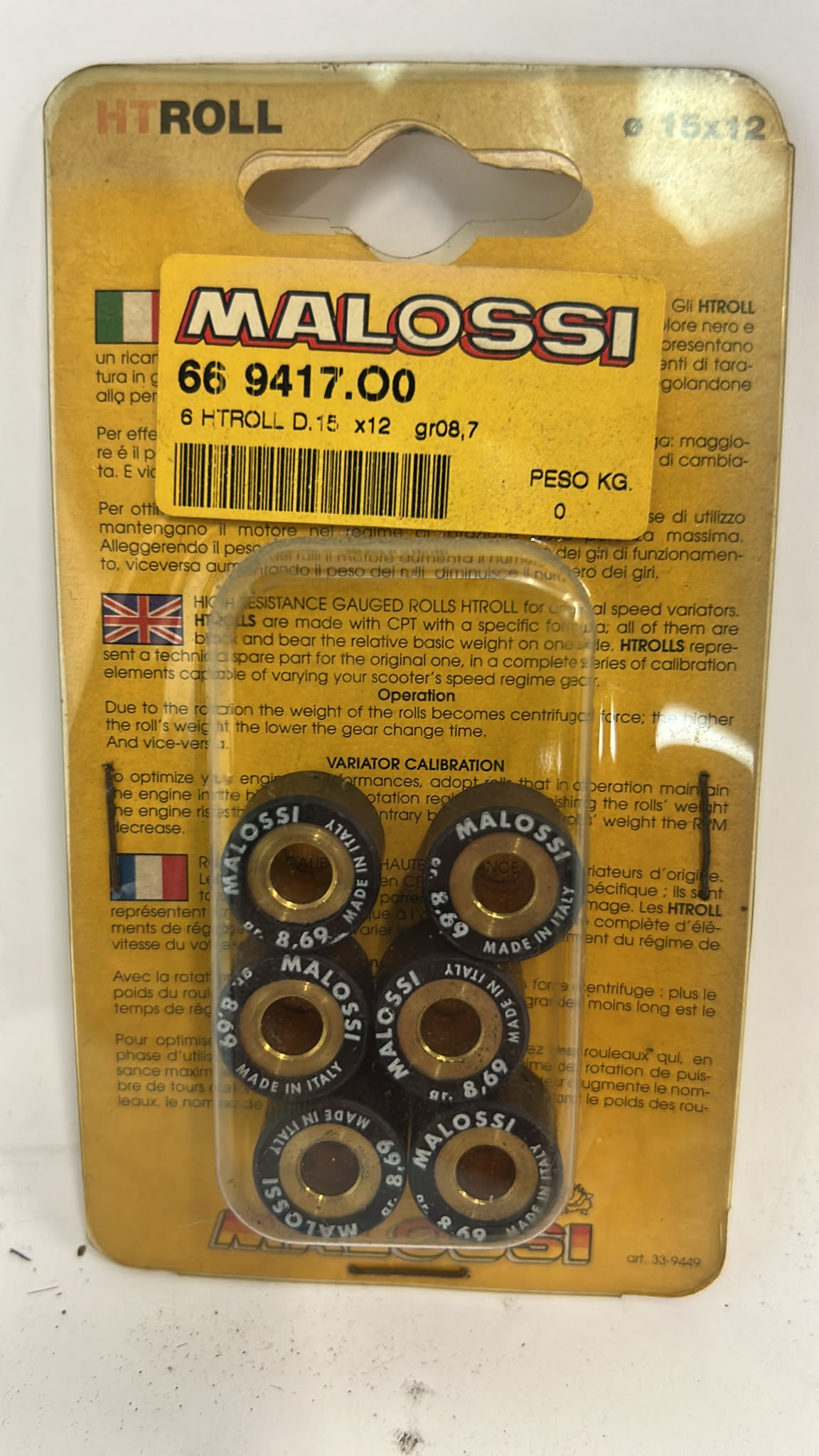 malossi  66 9417.o0 6 rulli HTRoll Ø 15x12 gr. 8,7