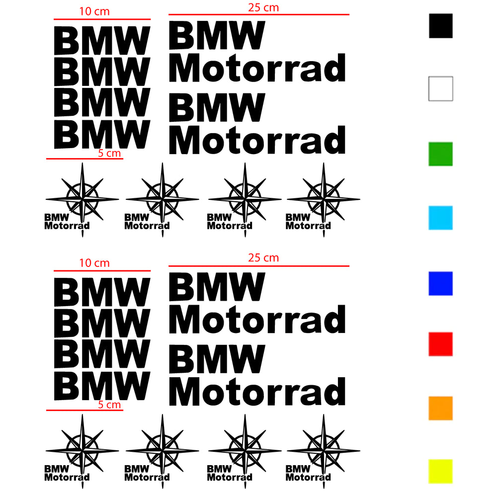 STICKER KIT 20 PIECES SINGLE COLOR WRITINGS STICKERS BMW BRAND LOGO