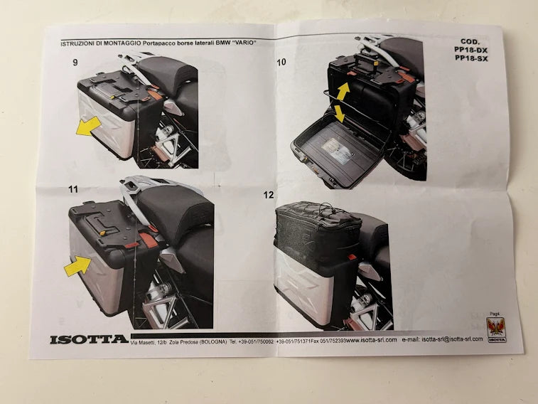 Portapacco Destro Isotta PP18-DX per Valigia Laterale BMW Vario – Compatibile F750GS, F850GS, R1200GS LC, R1250GS