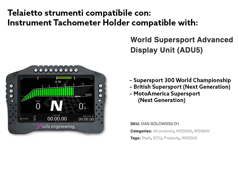 TELAIETTO STRUMENTI ANTERIORE IN ALLUMINIO YAMAHA YZF R3 2019 - 2023 COMPATIBILE CON STRUMENTAZIONE RACING